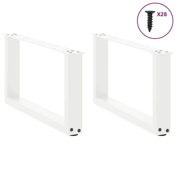 vidaXL Soffbordsben U-formade 2 st vit 70x(30-31) cm stål