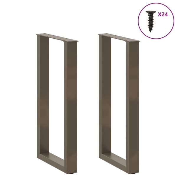 vidaXL Soffbordsben U-formade 2 st naturstål 50x(90-91) cm stål