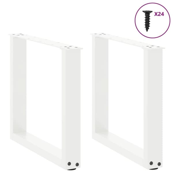 vidaXL Soffbordsben U-formade 2 st vit 50x(42-43) cm stål
