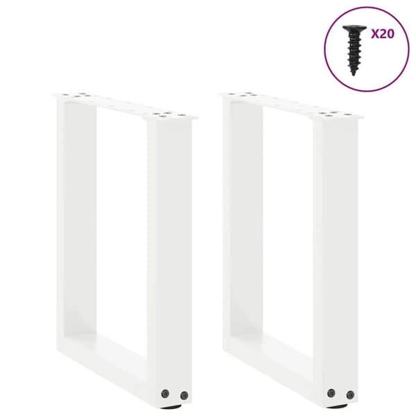 vidaXL Soffbordsben U-formade 2 st vit 38x(42-43) cm stål