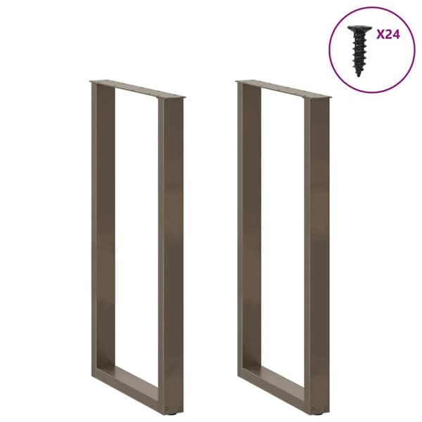 vidaXL Barbordben U-formet 2 stk naturstål 60 x (110-111) cm stål