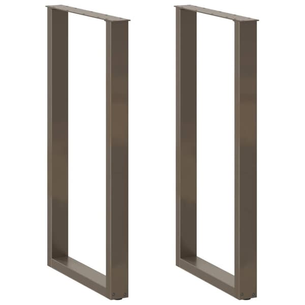 vidaXL Barbordben U-formet 2 stk naturstål 60 x (110-111) cm stål