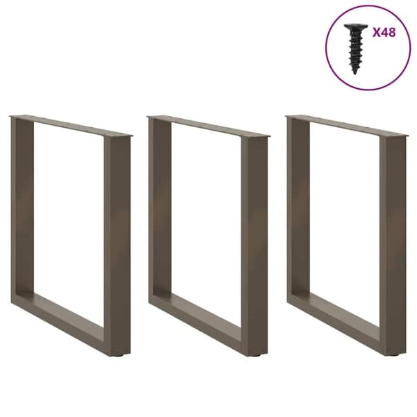 vidaXL Soffbordsben U-formade 3 st naturstål 90x(72-73) cm stål