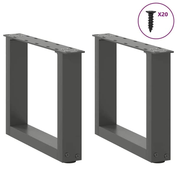 vidaXL Soffbordsben U-formade 2 st antracit 40x(30-31) cm stål