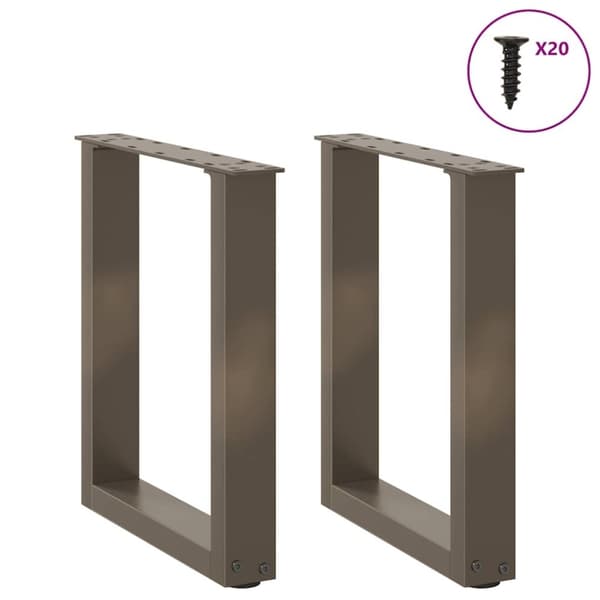 vidaXL sofabordben U-formet 2 stk. naturstål 38x(42-43) cm stål