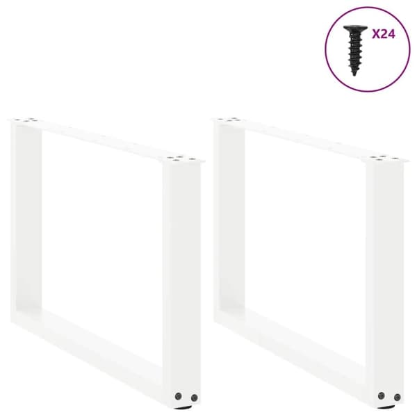 vidaXL Salongbordben U-formet 2 stk hvit 60x(42-43) cm stål