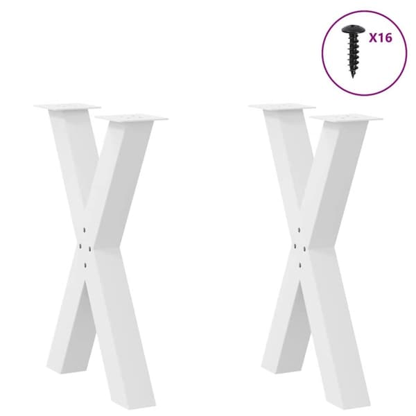 vidaXL Spisebordsben X-formet 2 stk. 60x(72-73) cm stål hvid