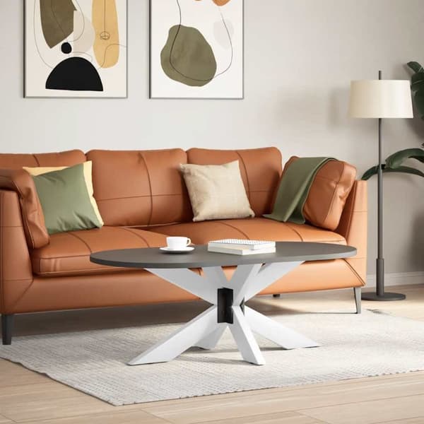 vidaXL Salongbordben edderkoppformet hvit 98x58x(42-43) cm stål