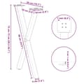 Pikkukuva 10 / 10: vidaXL Ruokapöydän jalat X-muotoiset 2 kpl antrasiitti 50x(72-73) cm teräs