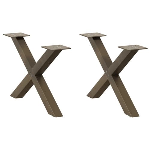 Soffbordsben X-formade 2 st naturstål 60x(30-31) cm stål
