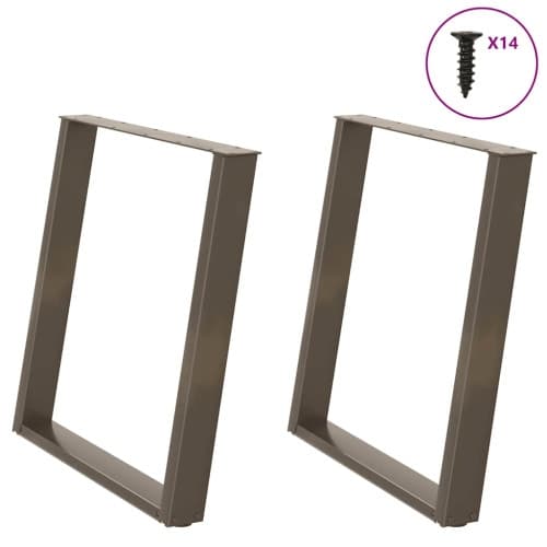Matbordsben U-formad 2 st naturstål 70x(72-73) cm stål