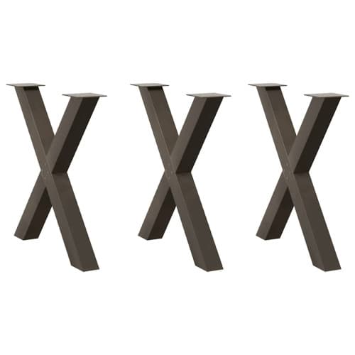 Matbordsben X-formade 3 st naturstål 70x(72-73) cm stål