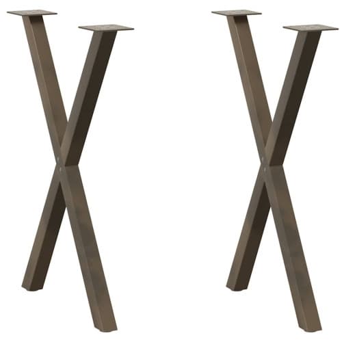 Matbordsben X-formad 2 st naturstål 57x(72-73) cm stål