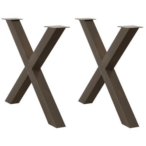 Matbordsben X-formade 2 st naturstål 90x(72-73) cm stål