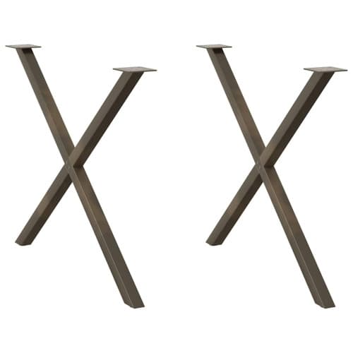 Matbordsben X-formade 2 st naturstål 90x(72-73) cm stål