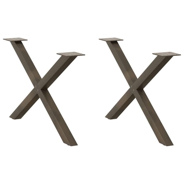 Soffbordsben X-formade 2 st naturstål 70x(42-43) cm stål