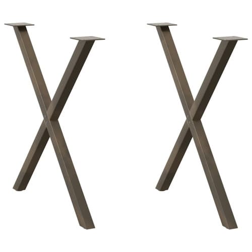 Matbordsben X-formad 2 st naturstål 80x(72-73) cm stål