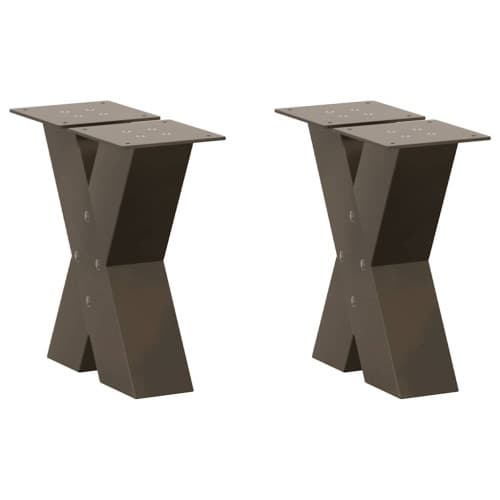 Soffbordsben X-formade 2 st naturstål 30x(30-31) cm stål