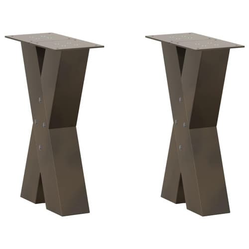 Soffbordsben X-formade 2 st naturstål 28x(42-43) cm stål