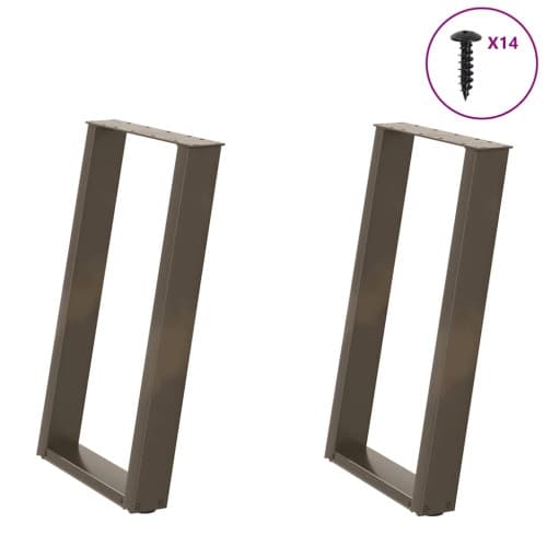 Matbordsben U-formad 2 st naturstål 50x(72-73) cm stål