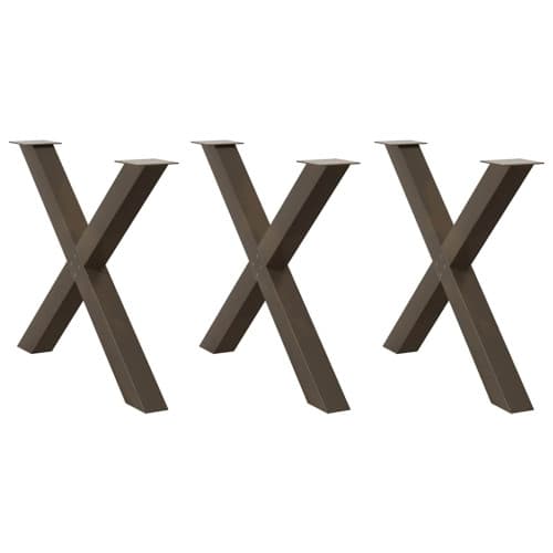 Matbordsben X-formad 3 st naturstål 90x(72-73) cm stål