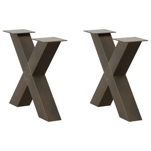 Soffbordsben X-formade 2 st naturstål 50x(42-43) cm stål