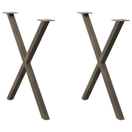 Matbordsben X-formad 2 st naturstål 70x(72-73) cm stål