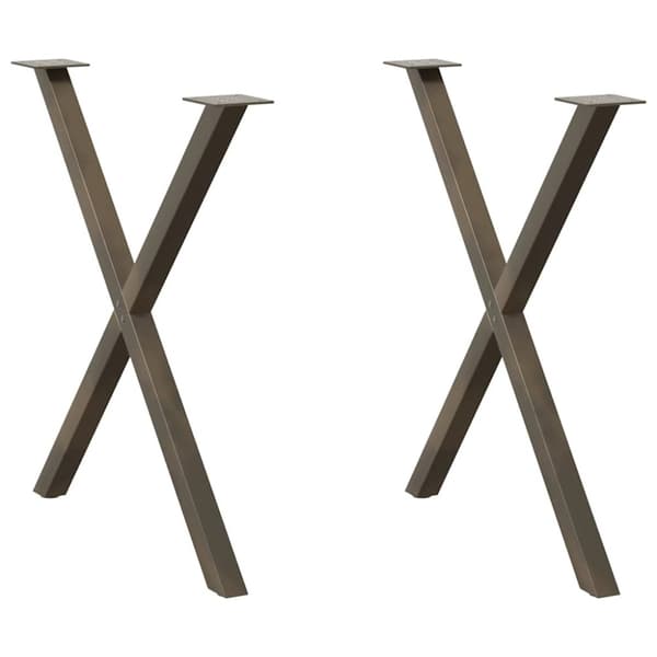 Matbordsben X-formad 2 st naturstål 70x(72-73) cm stål