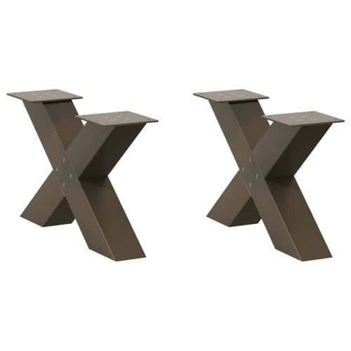 Soffbordsben X-formade 2 st naturstål 50x(30-31) cm stål