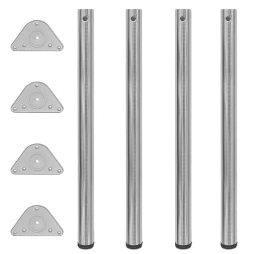 Höjdjusterbara bordsben 4 st borstad nickel 870 mm