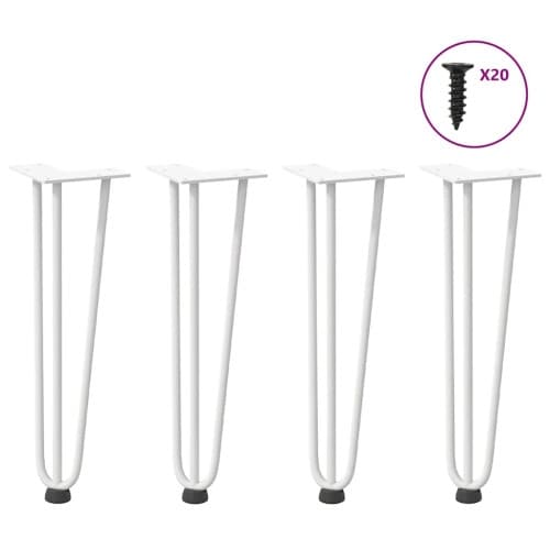 Hårnålsformade bordsben 4 st vit 42 cm massivt stål