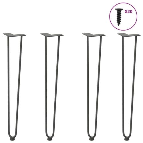 Hårnålsformade bordsben 4 st antracit 72 cm massivt stål