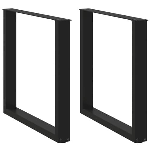 Matbordsben U-formade 2 st svarta 80x(72-73) cm stål