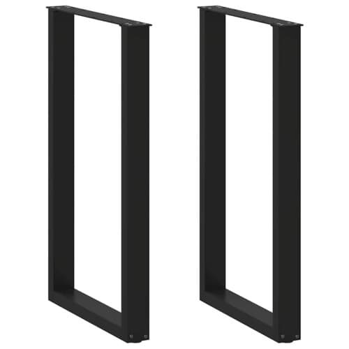 Soffbordsben U-formade 2 st svart 60x(100-101) cm stål