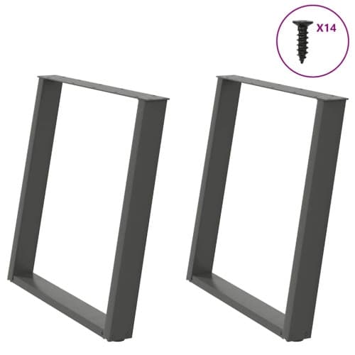 Matbordsben U-formad 2 st antracit 70x(72-73) cm stål