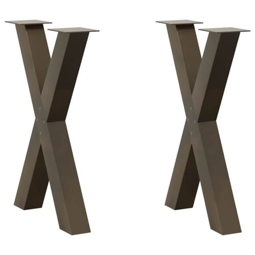 Matbordsben X-formad 2 st naturstål 60x(72-73) cm stål