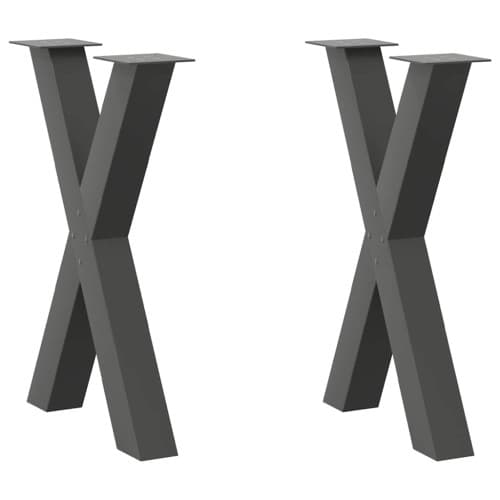 Matbordsben X-formade 2 st antracit 50x(72-73) cm stål
