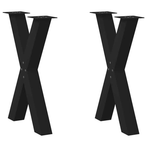 Matbordsben X-formad 2 st svart 50x(72-73) cm stål