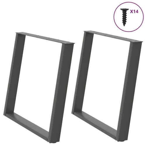 Matbordsben U-formade 2 st antracit 100x(72-73) cm stål