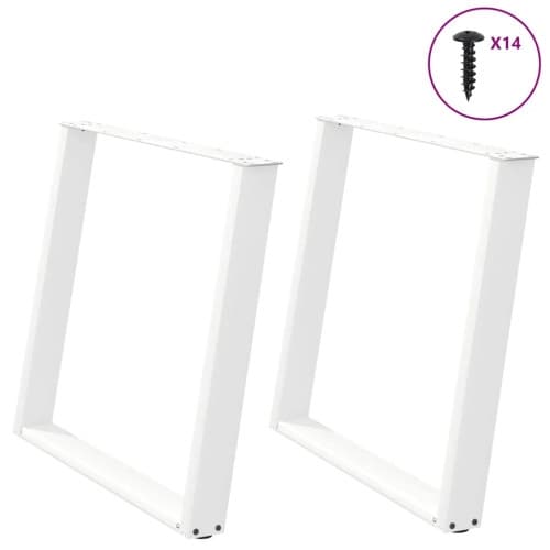Matbordsben U-formad 2 st vit 90x(72-73) cm stål