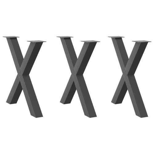 Matbordsben X-formade 3 st antracit 80x(72-73) cm stål