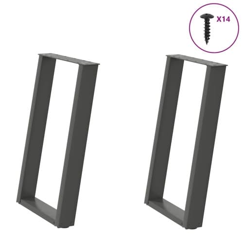 Matbordsben U-formad 2 st antracit 50x(72-73) cm stål