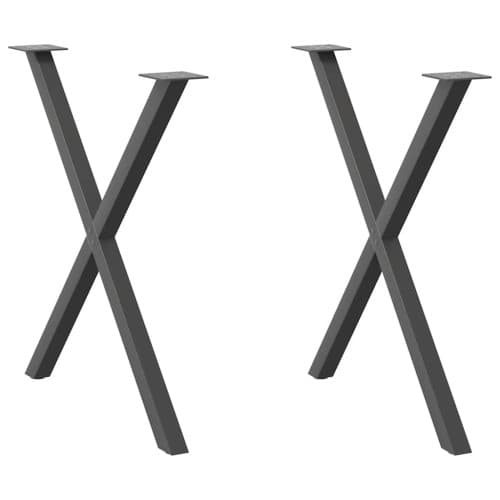 Matbordsben X-formade 2 st antracit 80x(72-73) cm stål