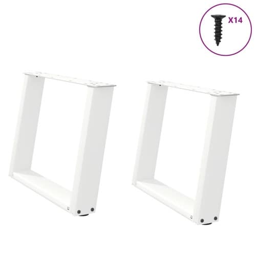 Soffbordsben U-formade 2 st vita 70x(42-43) cm stål