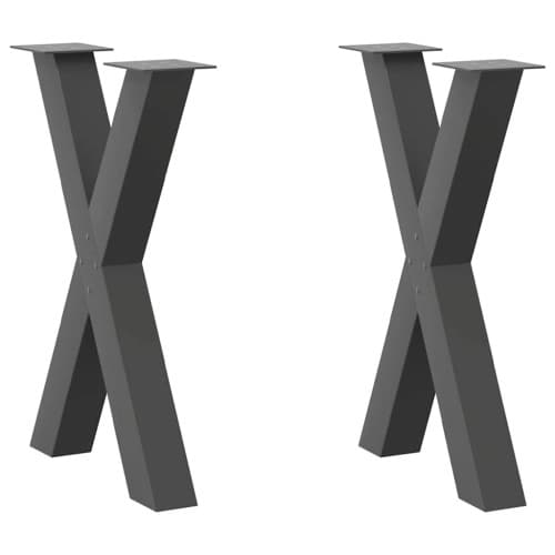 Matbordsben X-formade 2 st antracit 60x(72-73) cm stål