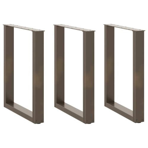 Matbordsben U-formade 3 st naturstål 70x(72-73) cm stål