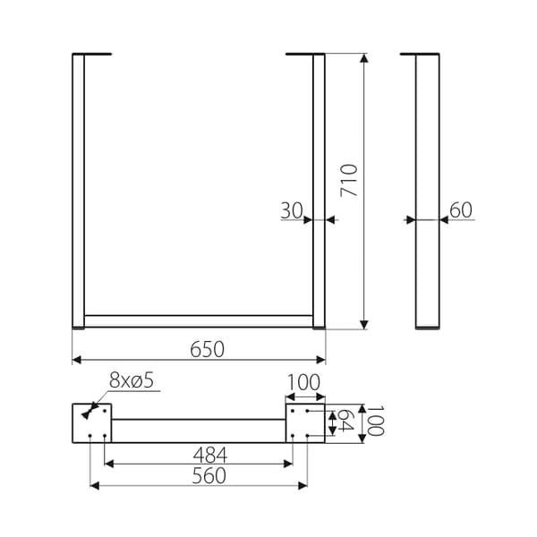 Ben SR65, svart struktur, 650x710mm