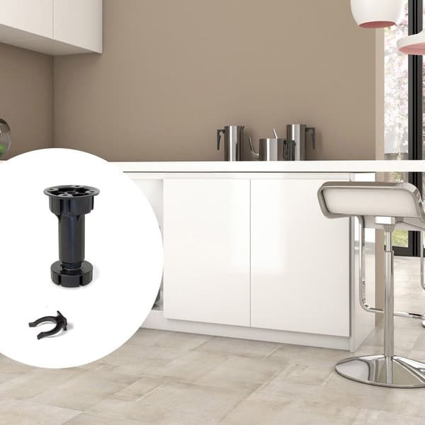 Emuca-paket med 10 benmöbler för utjämning av ben, med förmonterad bas, höjd 150 mm, justerbar 148-165 mm, plast,