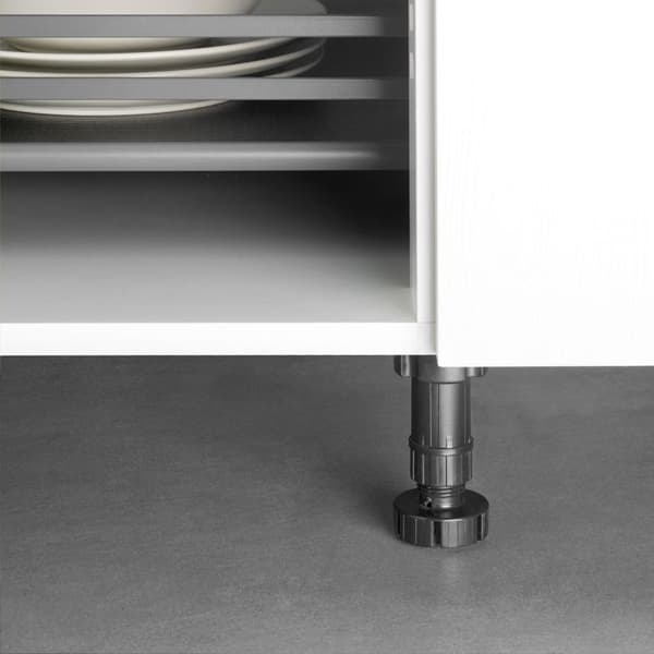 Emuca-paket med 10 benmöbler för utjämning av ben, med förmonterad bas, höjd 150 mm, justerbar 148-165 mm, plast,