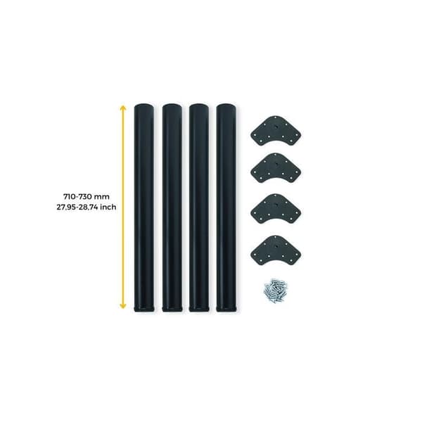 Emuca Set med 4 bordsben, diameter 60 mm, H 710 mm, stål, svartmålad